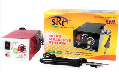 BALRAMA 200°-400°C / 5w-35w Micro Soldering Iron Station with Adjustable Temperature Controlled Power Unit with Slide on Pencil Tip Type Replaceable Bits + Inbuilt Soldering Stand SMD Station with High-Low Adjustment 35 W Temperature Controlled(Pointed Tip)