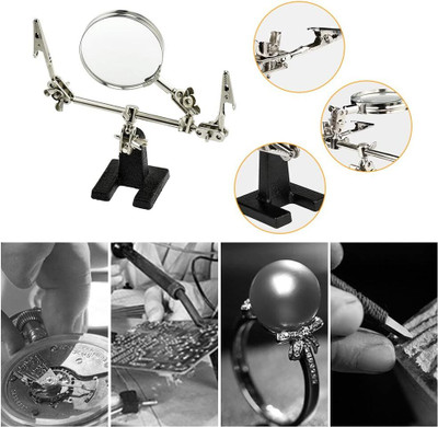 uptodatetools Adjustable Alligator Clips 2.5x Magnifying Glass Soldering Station 0 W Simple(Round Tip)