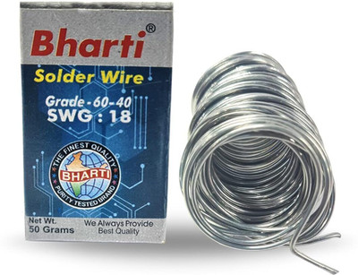 Gilhot Bharti Flux Cored Solder Wire Grade 60-40 SWG-18 (50gm) 0 W Simple(Flat Tip)