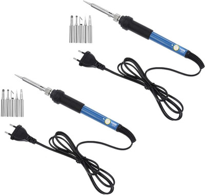 DHRUV-PRO 2-Pc Pack 60W 220V Temperature Adjustable Soldering Iron, Fast Heating 60 W Temperature Controlled(Round, Flat, Pointed Tip)