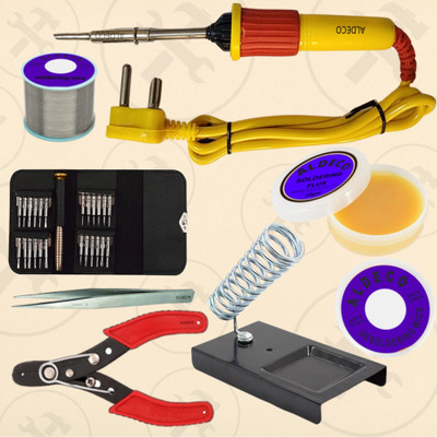 Aldeco 8in1 Electronics Repair Soldering Iron Kit with 25in1 Screw Driver & More Items 25 W Simple(Flat Tip)