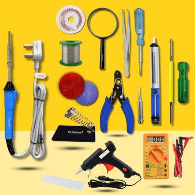 FADMAN Blue Soldering Iron Kit 25W - Pack of 15 all-in-one solution for soldering tasks 25 W Simple(Flat Tip)