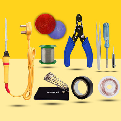 FADMAN Soldering Iron Kit Pack of 10 Half Yellow/Red for All Soldering Solution 25 W Simple(Flat Tip)
