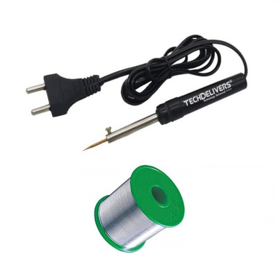 TECHDELIVERS Mini Solder Iron 8w with Solder Wire Reel 8 W Simple(Pointed Tip)