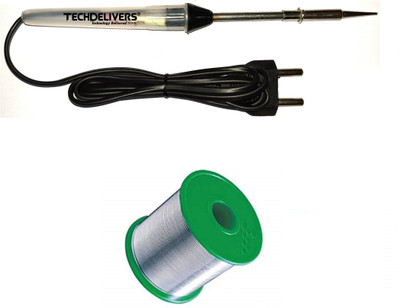 TECHDELIVERS Mini Solder Iron 15watt with Soldering Wire Reel 15 W Simple(Pointed Tip)