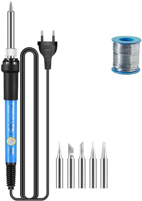 VMTRONIX Heavy Duty 60W Soldering Iron Kit | With 5 Bits & 1 Soldering Wire | 60 W Temperature Controlled(Pointed Tip)