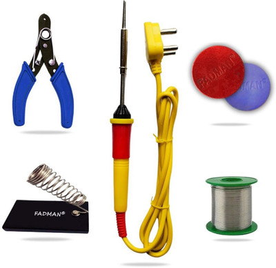 FADMAN 5in1 Mobile Soldering Iron Equipment Tool Combo Kit Set with Flux Paste and Wire 25 W Simple(Flat Tip)