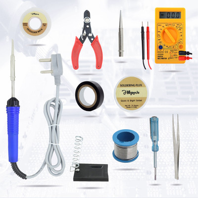 Hillgrove HGCM101M1 Electronic 11in1 Mobile Soldering Iron Kit Set with Digital Multimeter 25 W Simple(Flat Tip)