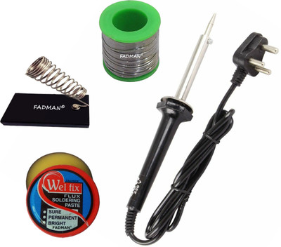 FADMAN (BLACK) | SOLDERING PASTE FLUX | SOLDER WIRE | SOLDERING IRON STAND | 60 W Simple(Flat Tip)