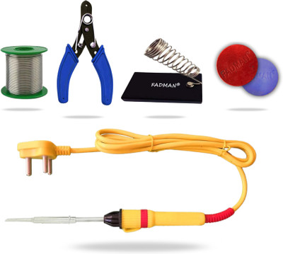 FADMAN 5in1 Basic 25W Soldering Kit with Solder Wire, Soldering Flux, Stand, Cutter 25 W Simple(Flat Tip)