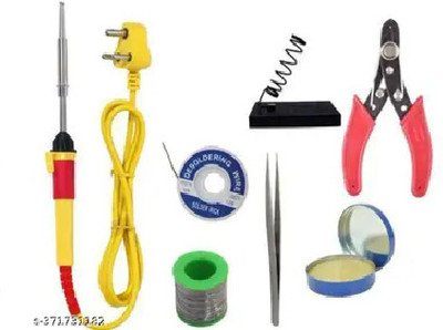 Skeisy New Sk Beginner 7 in 1 Soldering Iron Kit with Stand, Wire Stripper, Solder Wire 25 W Simple(Conical Tip)