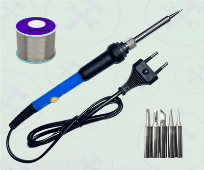 Aldeco Set of 2 Soldering Iron Kit with 5 interchangeable Bits, Wire for DIY Projects 60 W Temperature Controlled(Pointed Tip)