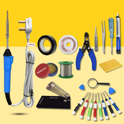Ironclad Combo Kit 15-in-1 Mobile Soldering Iron Master Pro Kit 25 W Simple(Flat Tip)