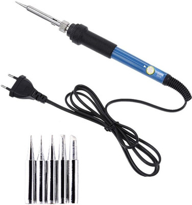 GoodsBazaar 5 bits Soldering Iron with Adjustable Temperatures 60W ,220Volt 60 W Temperature Controlled(Conical, Flat, Pointed, Round Tip)