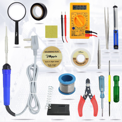 Hillgrove HGCM273M1 15in1 Soldering Machine Combo Kit Set with Digital Multimeter 25 W Simple(Flat, Pointed Tip)