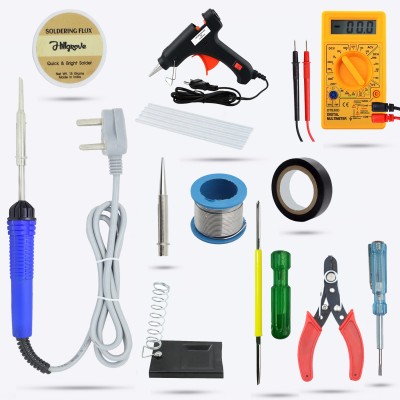 Hillgrove HGCM418M1 12in1 Soldering Glue Gun Combo Kit with Multimeter,2in1 Screwdriver 25 W Simple(Flat Tip)