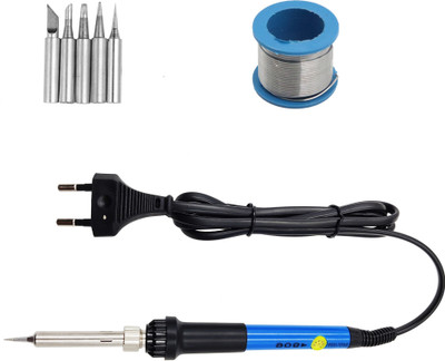Hillgrove 2in1 Professional Mobile Soldering Iron Equipment Tool Machine Combo Kit Set with Wire 60 W Temperature Controlled(Conical, Flat, Pointed, Round Tip)