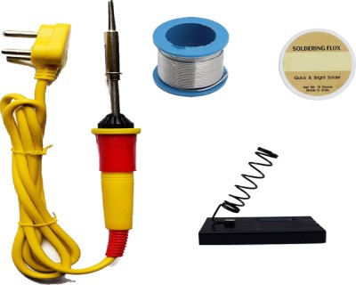 Aldeco (4 in 1) Soldering Iron Kit Iron | Wire | Flux | Stand 25 W Simple(Flat Tip)