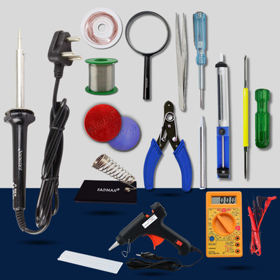 FADMAN 15 IN 1 Combo Black Heavy Professional 60 Watt Soldering iron Kit 60 W Simple(Flat Tip)