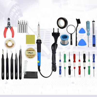 Hillgrove Electronic 23in1 Professional Mobile Repairng Soldering and Desoldering Equipment Tool Machine Combo Kit Set with Flux Paste and Wire 60 W Temperature Controlled(Conical, Flat, Pointed, Round Tip)