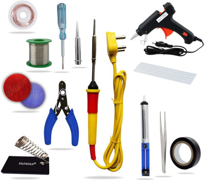 FADMAN 13n1 Beginners 25W Soldering Iron Kit with Glue Gun 25 W Simple(Flat Tip)
