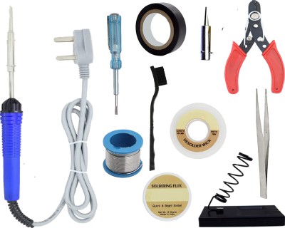 Aldeco SOLDERING IRON KIT,(11 in 1)Home & Industrial use 110V With Flux, Stand,& Others 25 W Simple(Flat Tip)