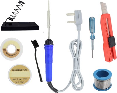 Aldeco SOLDERING IRON KIT,(8 in 1) Home & Industrial use 110V With Flux, Wick,& Others 25 W Simple(Flat Tip)
