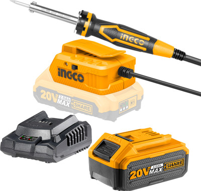 INGCO 20V Lithium-ion Soldering Iron With 4.0ah battery and charger 40 W Simple(Pointed Tip)