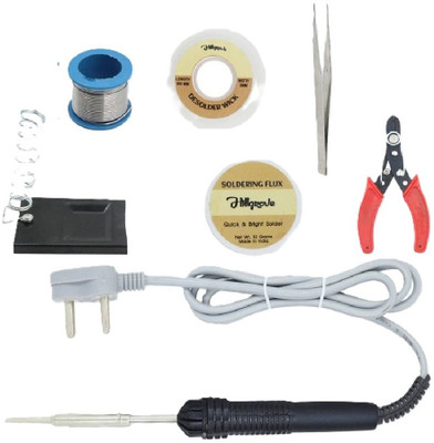 Skeisy BASIC IRON SOLDERING TOOL KIT 7 IN 1 WIRE, PAST, STAND, FLUX, MULTICOLOR 25 W Simple(Conical Tip)