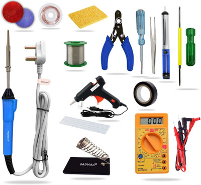 FADMAN Basic Complete 15in1 Soldering Iron Machine Combo Bundle Tool Kit Set 25 W Simple(Flat Tip)