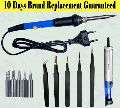 Aldeco 7 Items Repair Soldering Iron Kit with 5 Pc Tweezer Set and More Items 60 W Temperature Controlled(Pointed Tip)