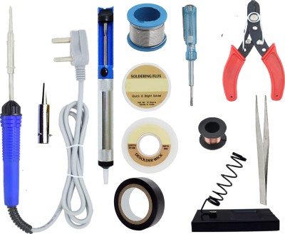Aldeco SOLDERING IRON KIT,(12 in 1) Home & Industrial use 110V With Flux, Pump,& Others 25 W Simple(Flat Tip)