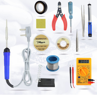 Hillgrove HGCM102M1 13in1 Soldering Iron Kit Set with Digital Multimeter Mobile Repair 25 W Simple(Flat Tip)