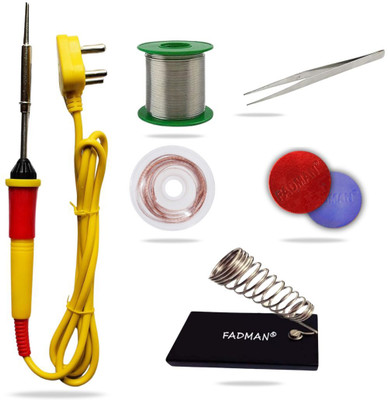 FADMAN 6in1 25W Soldering Iron Kit | Soldering Flux | Stand | Wick | Tweezer 25 W Simple(Flat Tip)