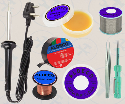 Aldeco 8in1 Soldering Iron Kit with Wire, Jumper Wire and More Helping Items 60 W Simple(Flat Tip)