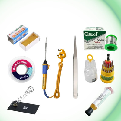 BABATOOLS 8in1 Mobile Repair Kit 25 Watt Soldering Iron kit | Solder wire | Solder Paste 25 W Temperature Controlled(Flat Tip)