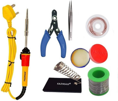 Skeisy SK IRON SOLDERING SET FOR BEGINNER 7 IN 1 TOOLS KIT, PAST, STAND, MULTICOLOR 25 W Simple(Conical Tip)