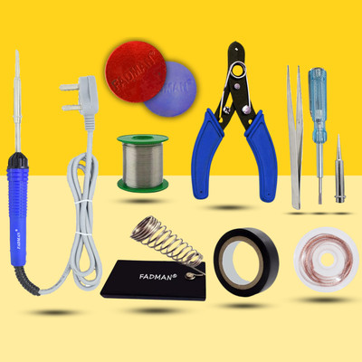 FADMAN Soldering Iron Kit Pack of 10 Blue/White for All Soldering Solution 25 W Simple(Flat Tip)