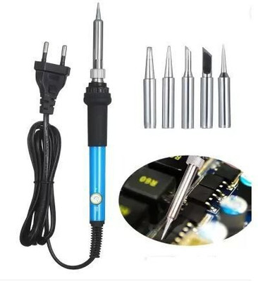 keertan kalp 60W Electric Soldering Solder Iron Kit Temperature Welding Tool With 5 Pcs Bit 60 W Temperature Controlled(Flat, Pointed Tip)