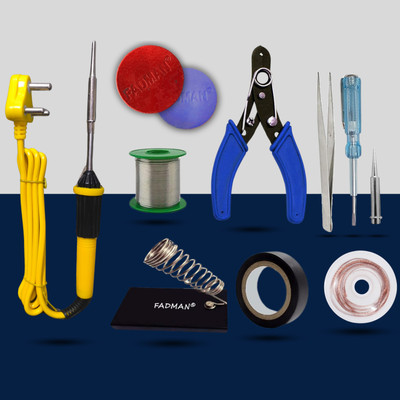 FADMAN Regular 10in1 Mobile Soldering Iron Equipment Tool Machine Combo Kit Set 25 W Simple(Flat Tip)