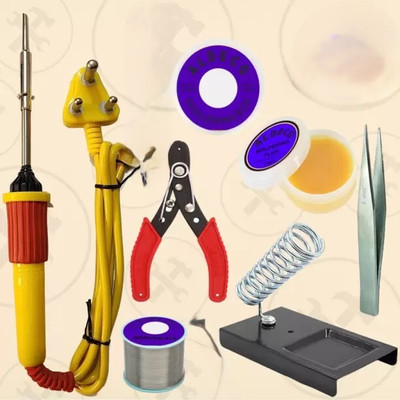 Skeisy SK New Iron Soldering Advance Kit Combo Pack of 10 25 W Simple (Flat Tip) 25 W Simple(Conical Tip)
