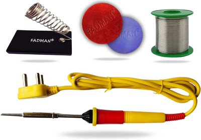 FADMAN Electronic 4in1 Mobile Soldering Iron Equipment Tool Set with Flux Paste & Wire 25 W Simple(Flat Tip)