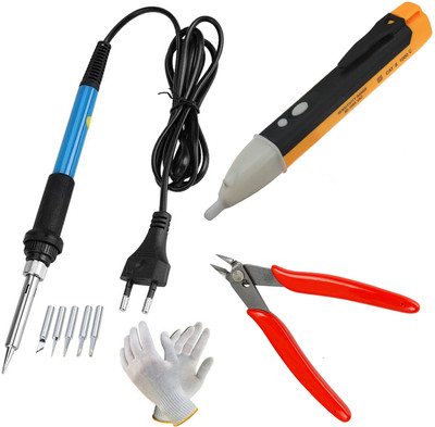 Digital Craft Electric Iron 60W,Detector Sensor Tester Pen,06 Nipper Cutter, 60 W Temperature Controlled(Pointed Tip)