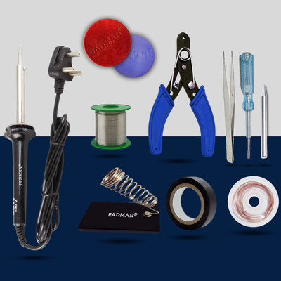 FADMAN 10 IN 1 Combo Black Heavy Professional 60 Watt Soldering iron Kit 60 W Simple(Flat Tip)