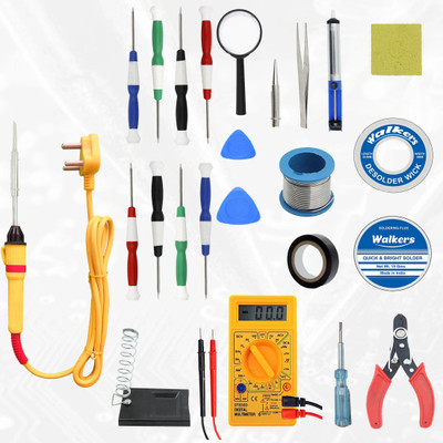Walkers WKCB51 24in1 25W Soldering Iron Equipment Tool Machine Combo Kit with Multimeter 25 W Simple(Flat, Pointed Tip)