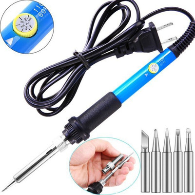 GoodsBazaar Soldering Iron 60W Adjustable Temperature Welding Tool With 5pcs Soldering Tips 60 W Temperature Controlled(Conical, Flat, Pointed, Round Tip)