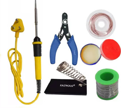 Skeisy NEW IRON SOLDERING FOR BEGINNER 7 IN 1 TOOLS KIT, PAST, STAND, MULTICOLOR 25 W Simple(Conical Tip)