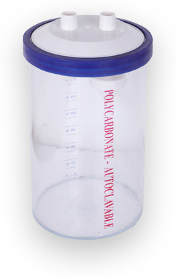 Jetflon Suction Polycarbonate Jar|Bottle 2 liter / 2000ml With 1 pcs Pvc Lid 1 set 2000 ml Solution Basin(Pack of 2)