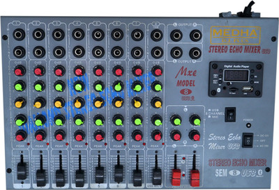 MEDHA D.J. PLUS PROFESSIONAL 8 CHANNEL STERO ECHO MIXER WITH INBUILT DIGITAL MEDIA PLAYER Digital Sound Mixer