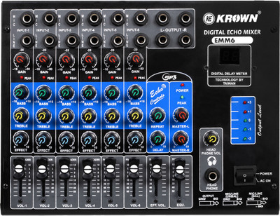 KEKROWN EMM-6 Pro Series 6-Channel Digital Mixer with Echo & Display Analog Sound Mixer